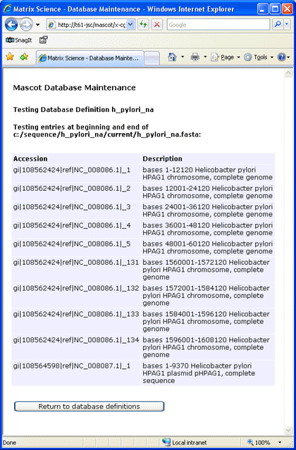 Mascot database maintenance utility